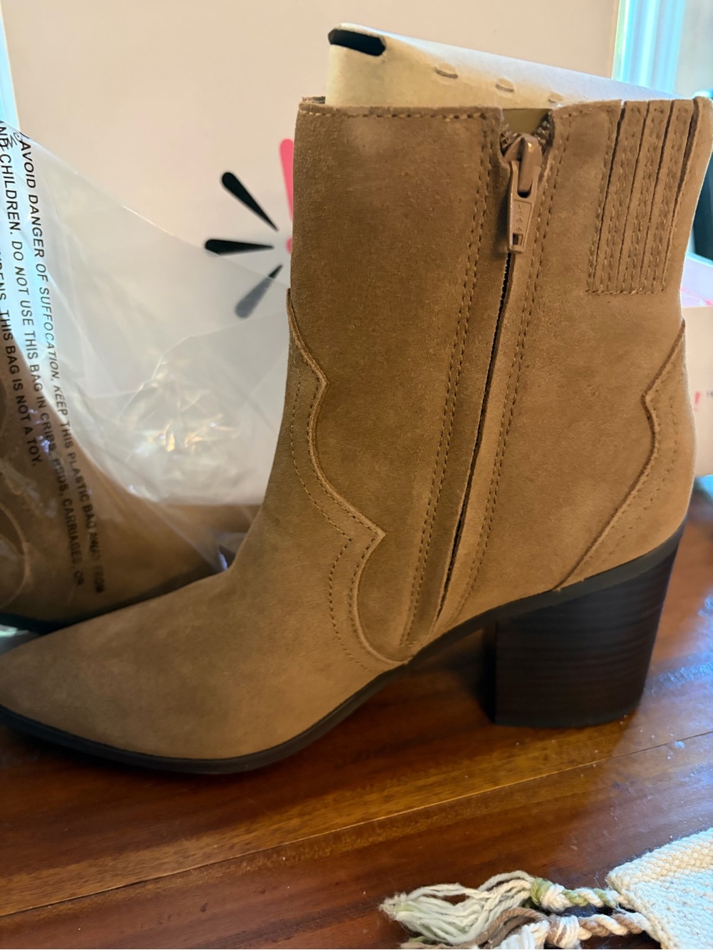 Isaac Mizrahi Tan Suede Western-Style Pointed Toe Boot